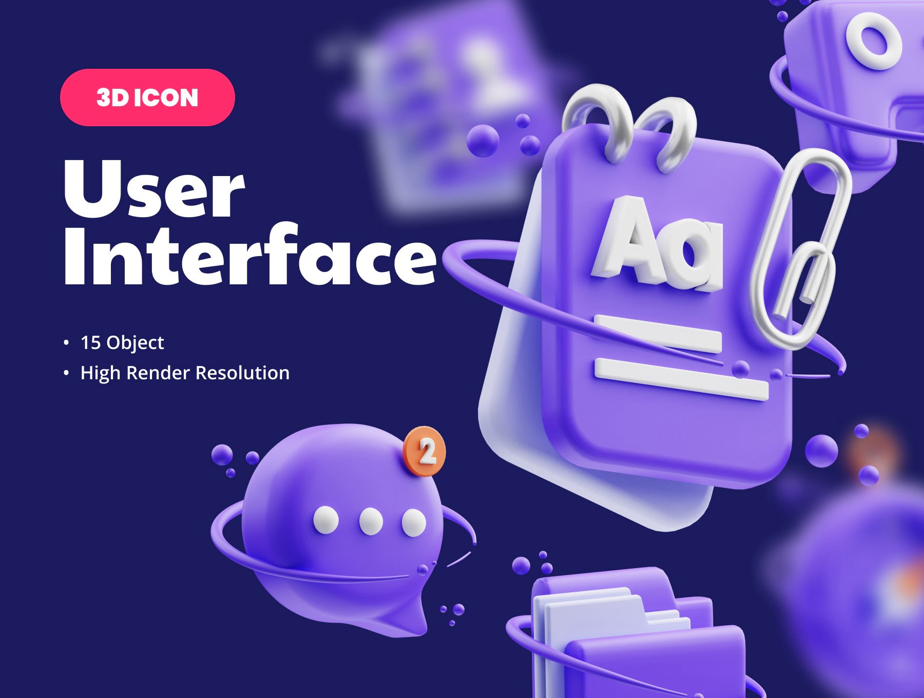 用户界面3D插图 User Interface 3D Illustration blender格式-3D/图标-到位啦UI